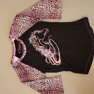 Cute Leopard Pink 3/4 sleeve horse top